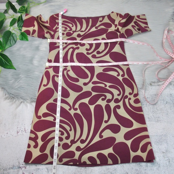 HOSS INTROPIA Silk Blend Boat Neck Abstract Mini Shift Dress Womens Size 36 US 4 - Picture 7 of 10